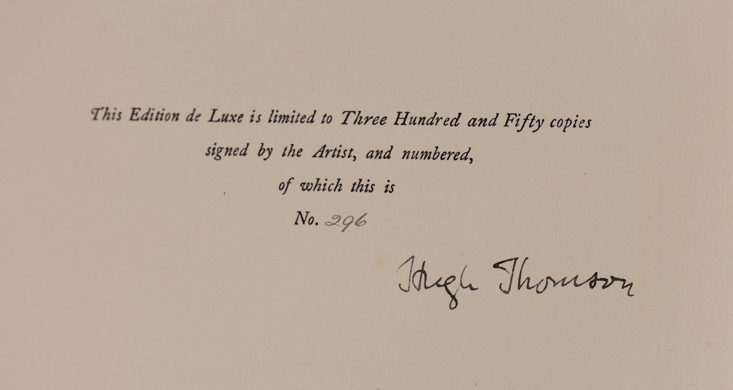 Sheridan, Richard Brinsley - The School for Scandal, one of 350, signed and illustrated by Hugh Thompson, 4to, original vellum gilt, with 25 tipped-in colour plates, endpapers slightly spotted, Hodder and Stoughton, Lond